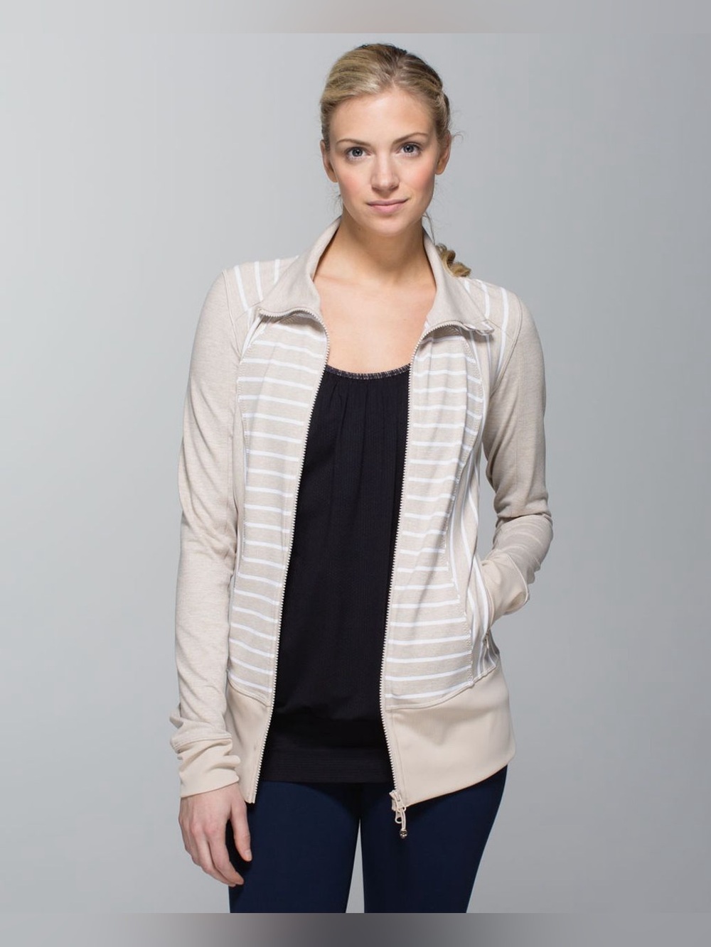 Lululemon Nice Asana Jacket -
Deauville Stripe Heathered Cashew White